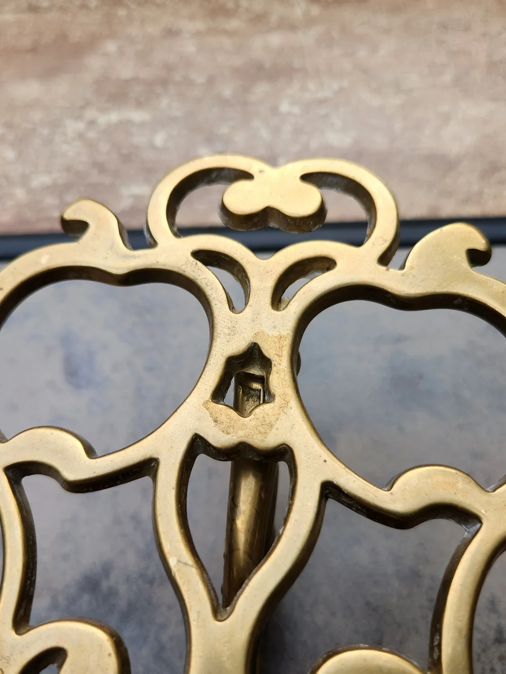 Solid Brass Warming Trivet In Apple Design